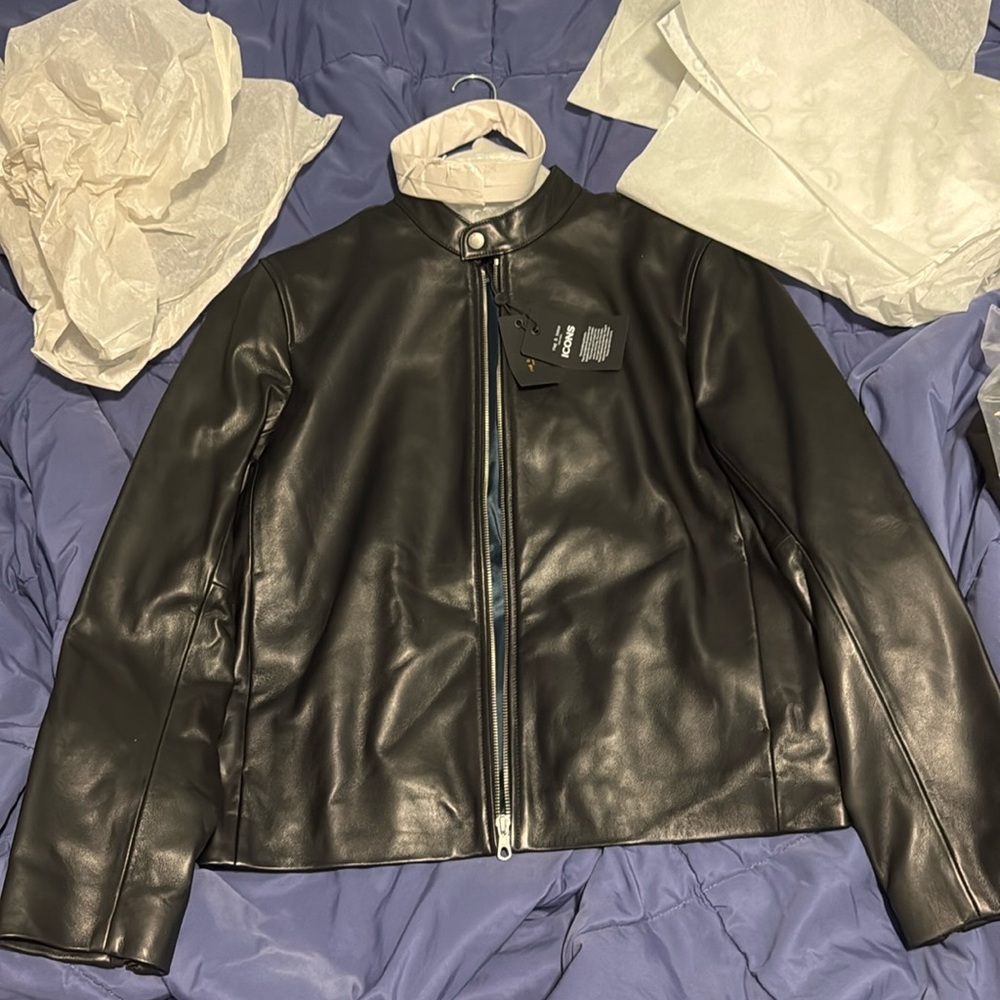 Men rag and bone brand new Black leather jackete